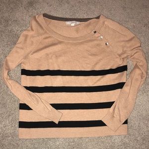 Loft Sweater- tan with black stripes